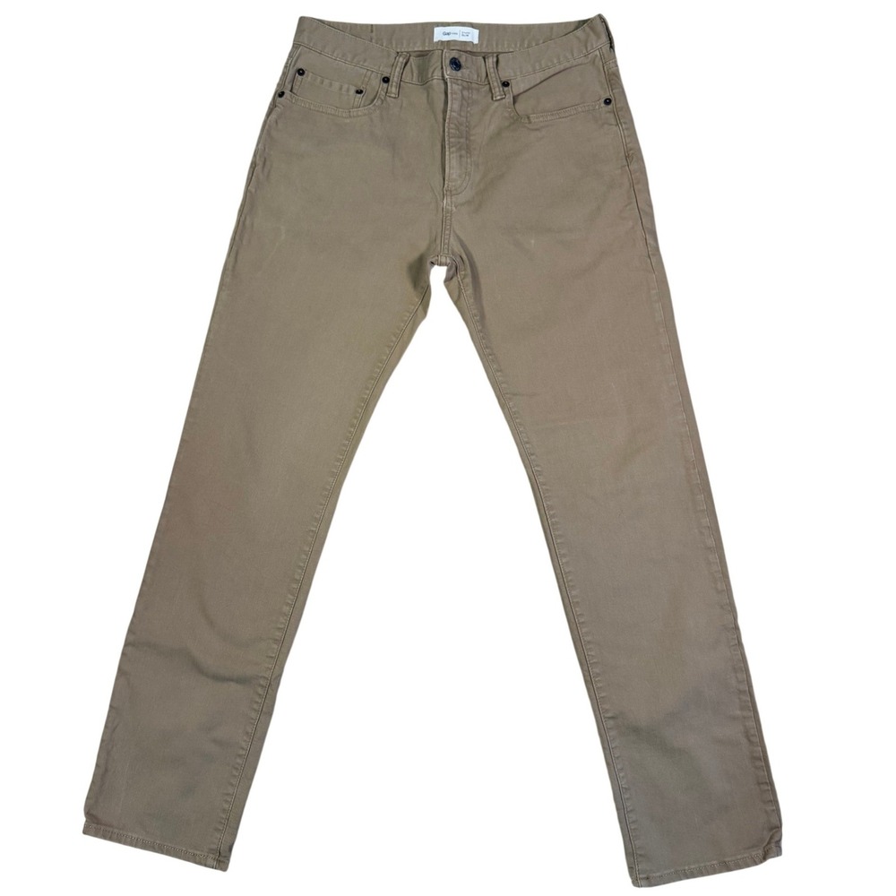 Gap 1969 Slim Straight Twill Pant 31x32 Golden Brown Preppy Classic EUC